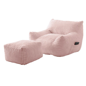 English Elm Bean Bag Chair with Arms Shredded Foam Lounge Seat and Ottoman for Adults Pink W5385P504048