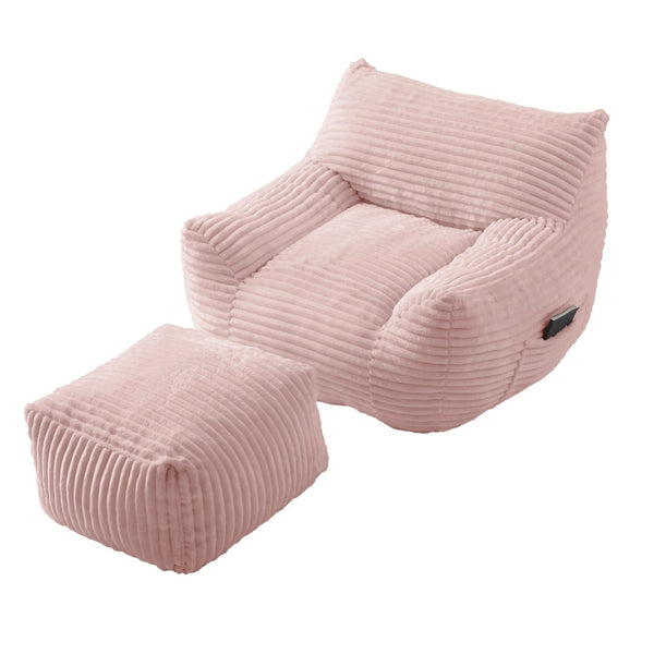 English Elm Bean Bag Chair with Arms Shredded Foam Lounge Seat and Ottoman for Adults Pink W5385P504048
