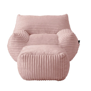 English Elm Bean Bag Chair with Arms Shredded Foam Lounge Seat and Ottoman for Adults Pink W5385P504048