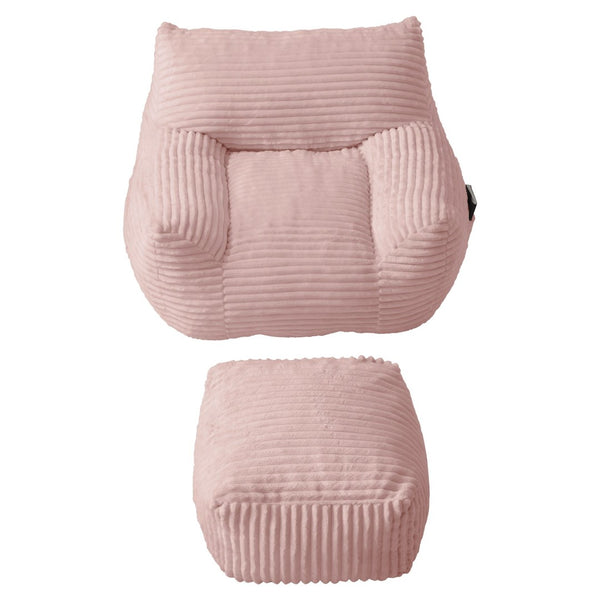 English Elm Bean Bag Chair with Arms Shredded Foam Lounge Seat and Ottoman for Adults Pink W5385P504048
