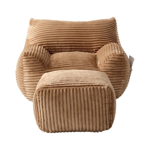 English Elm Bean Bag Chair with Arms Shredded Foam Lounge Seat and Ottoman for Adults Brown W5385P504052