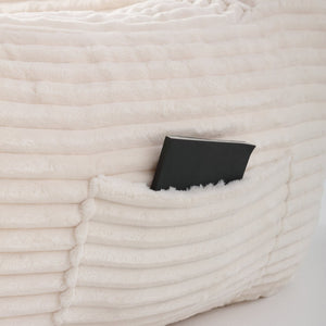 English Elm Bean Bag Chair with Arms Shredded Foam Lounge Seat and Ottoman for Adults White W5385P504057