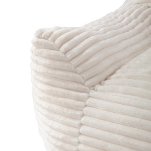 English Elm Bean Bag Chair with Arms Shredded Foam Lounge Seat and Ottoman for Adults White W5385P504057