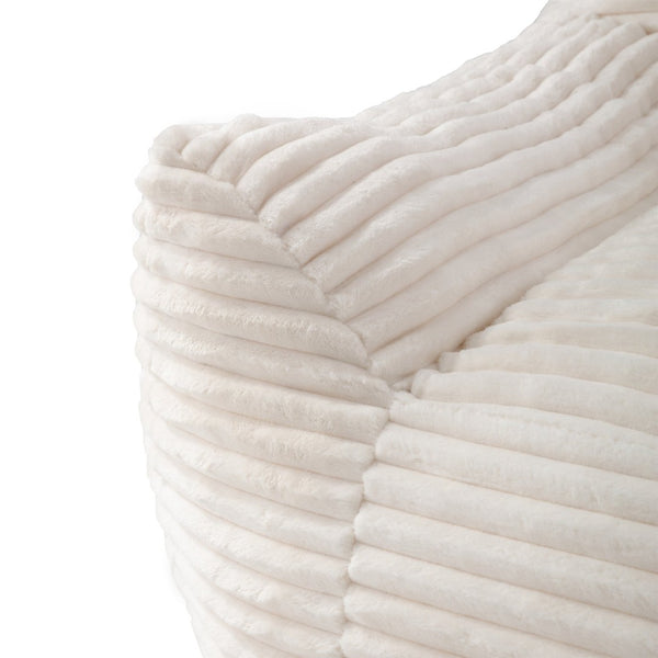 English Elm Bean Bag Chair with Arms Shredded Foam Lounge Seat and Ottoman for Adults White W5385P504057