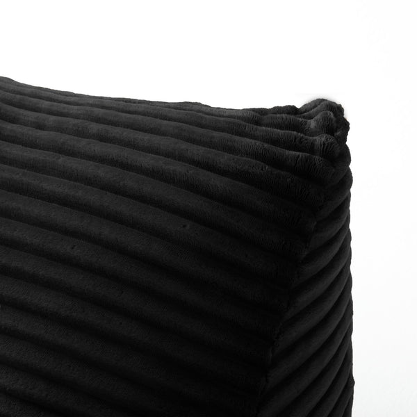 English Elm Bean Bag Chair with Armrests Shredded Foam Fill Oversized Lounge Seat and Ottoman Set Black W5385P504082