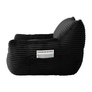 English Elm Bean Bag Chair with Armrests Shredded Foam Fill Oversized Lounge Seat and Ottoman Set Black W5385P504082