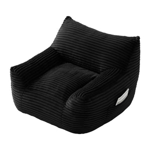 English Elm Bean Bag Chair with Armrests Shredded Foam Fill Oversized Lounge Seat and Ottoman Set Black W5385P504082