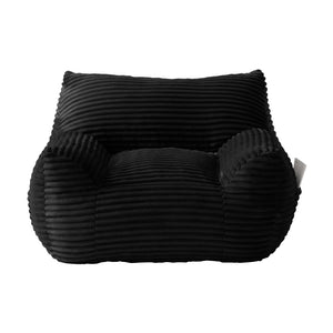 English Elm Bean Bag Chair with Armrests Shredded Foam Fill Oversized Lounge Seat and Ottoman Set Black W5385P504082