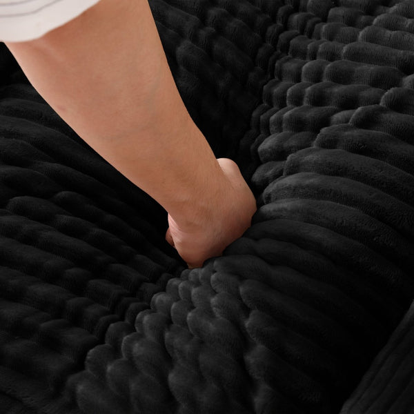English Elm Bean Bag Chair with Arms Shredded Foam Lounge Seat and Ottoman for Adults Black W5385P504083