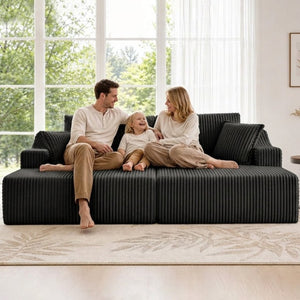 English Elm 83 Inch Oversized Double Chaise Foam Lounge Sofa for Living Room or Bedroom Relaxing W5385P511453