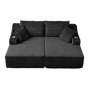 English Elm 83 Inch Oversized Double Chaise Foam Lounge Sofa for Living Room or Bedroom Relaxing W5385P511453