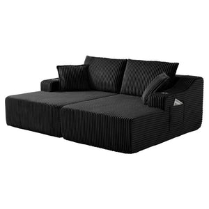 English Elm 83 Inch Oversized Double Chaise Foam Lounge Sofa for Living Room or Bedroom Relaxing W5385P511453