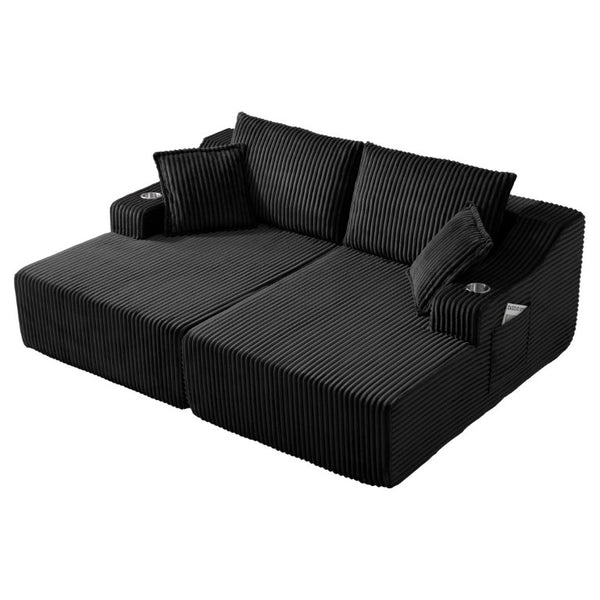English Elm 83 Inch Oversized Double Chaise Foam Lounge Sofa for Living Room or Bedroom Relaxing W5385P511453