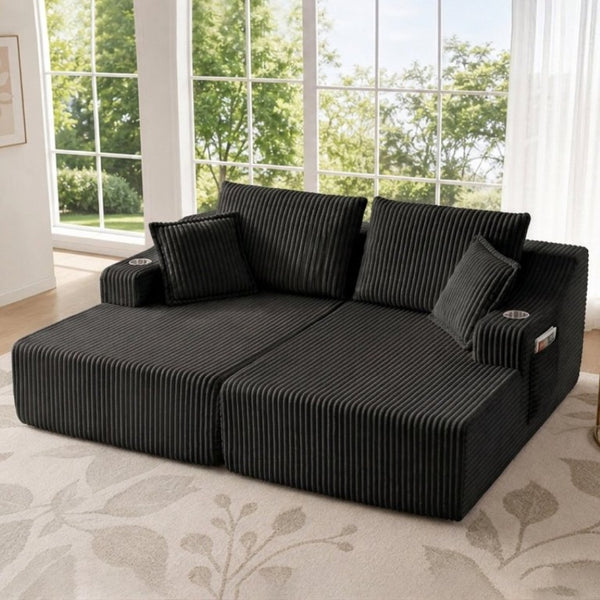 English Elm 83 Inch Oversized Double Chaise Foam Lounge Sofa for Living Room or Bedroom Relaxing W5385P511453