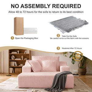 English Elm Oversized Faux Fur Chaise Lounge Sleeper with Cup Holders and Three Support Pillows Pink W5385P512350