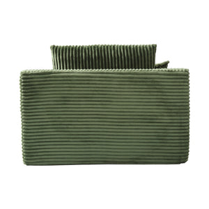 English Elm Oversized Faux Fur Chaise Lounge Sleeper with Cup Holders and Three Support Pillows Green W5385P512351