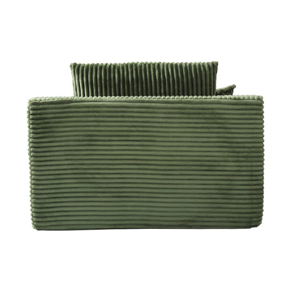 English Elm Oversized Faux Fur Chaise Lounge Sleeper with Cup Holders and Three Support Pillows Green W5385P512351