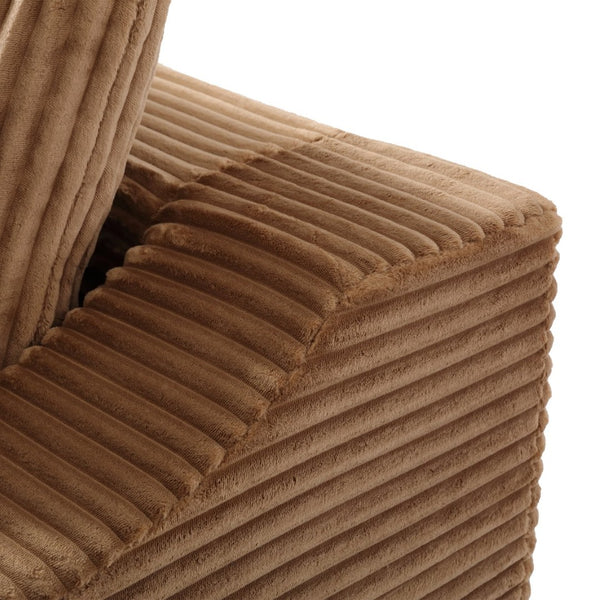 English Elm Oversized Plush Faux Fur Chaise Lounge with Cup Holders Pillows and Storage Pockets W5385P512356