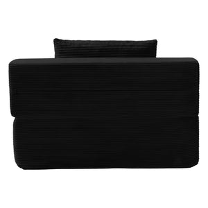 English Elm Luxurious Corduroy Convertible Chaise Lounge Sofa Bed with Storage Pocket for Small Spaces Black W5385P513913