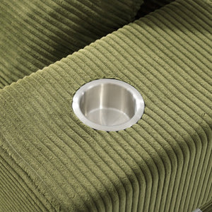 English Elm Luxurious Corduroy Convertible Chaise Lounge Sofa Bed with Storage Pocket for Small Spaces Green W5385P513917