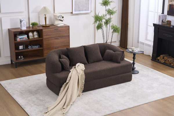 English Elm 2-In-1 Foldable Chenille Sofa Bed Convertible Loveseat for Lounging and Guests W5385P529426
