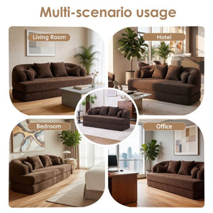 English Elm 2-In-1 Foldable Chenille Sofa Bed Convertible Loveseat for Lounging and Guests W5385P529426