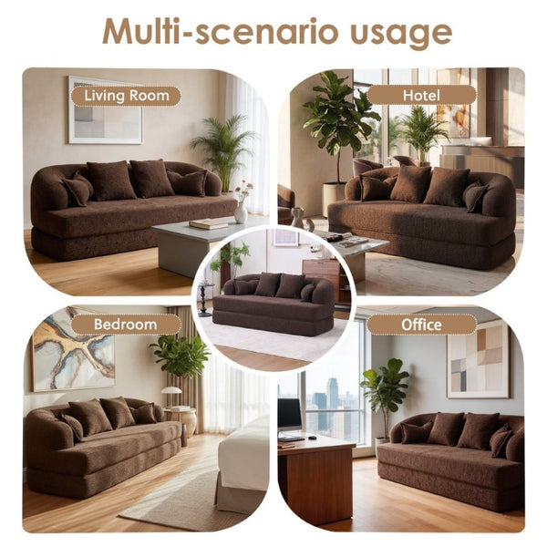 English Elm 2-In-1 Foldable Chenille Sofa Bed Convertible Loveseat for Lounging and Guests W5385P529426