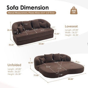 English Elm 2-In-1 Foldable Chenille Sofa Bed Convertible Loveseat for Lounging and Guests W5385P529426