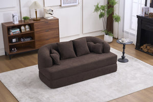 English Elm 2-In-1 Foldable Chenille Sofa Bed Convertible Loveseat for Lounging and Guests W5385P529426