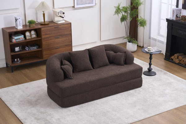 English Elm 2-In-1 Foldable Chenille Sofa Bed Convertible Loveseat for Lounging and Guests W5385P529426