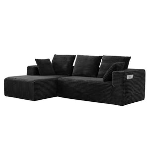 English Elm 95''Modular Corduroy L-Shaped Sectional Sofa with Chaise and Pocket Spring Cushions Black - A 95.27 inches W5385P541199