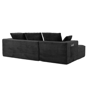 English Elm 95''Modular Corduroy L-Shaped Sectional Sofa with Chaise and Pocket Spring Cushions Black - A 95.27 inches W5385P541199