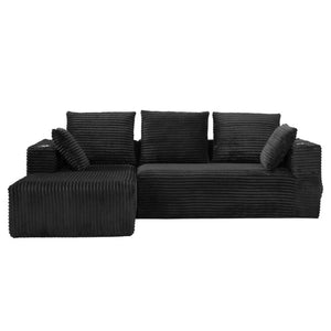 English Elm 95''Modular Corduroy L-Shaped Sectional Sofa with Chaise and Pocket Spring Cushions Black - A 95.27 inches W5385P541199