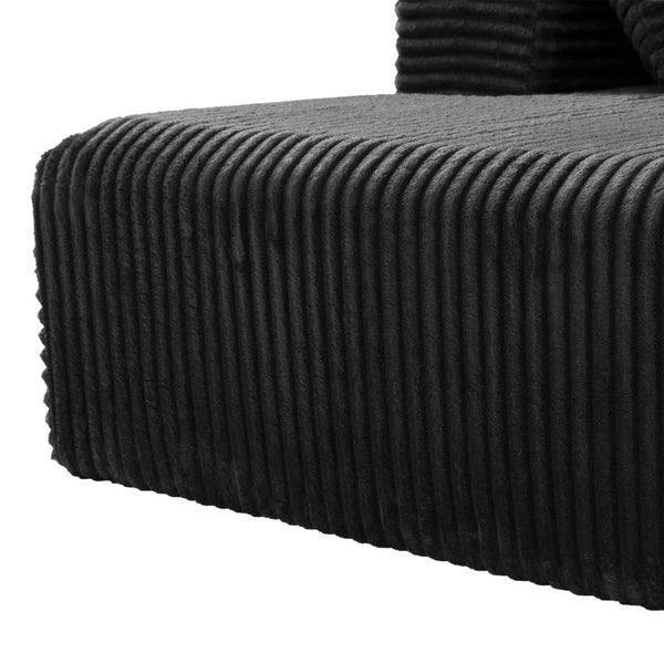 English Elm 95''Modular Corduroy L-Shaped Sectional Sofa with Chaise and Pocket Spring Cushions Black - B 95.27 inches W5385P541200