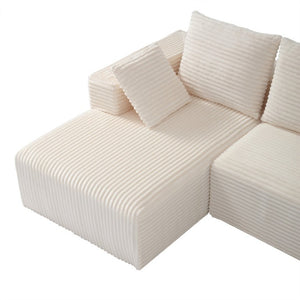 English Elm 95''Modular Corduroy L-Shaped Sectional Sofa with Chaise and Pocket Spring Cushions White - A 95.27 inches W5385P541202