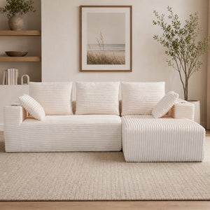 English Elm 95''Modular Corduroy L-Shaped Sectional Sofa with Chaise and Pocket Spring Cushions White - B 95.27 inches W5385P541208