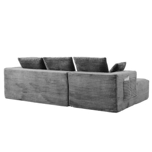 English Elm 95''Modular Corduroy L-Shaped Sectional Sofa with Chaise and Pocket Spring Cushions Gray 95.27 inches W5385P541210