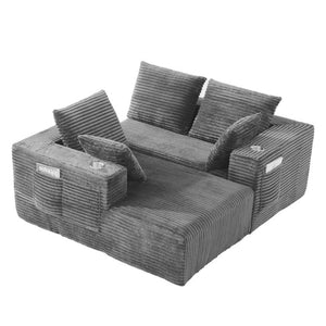 English Elm 95''Modular Corduroy L-Shaped Sectional Sofa with Chaise and Pocket Spring Cushions Gray 95.27 inches W5385P541210