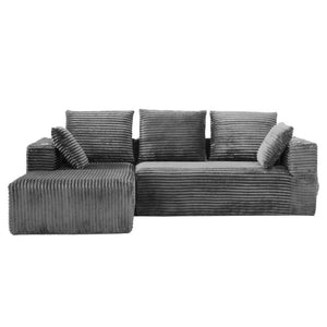 English Elm 95''Modular Corduroy L-Shaped Sectional Sofa with Chaise and Pocket Spring Cushions Gray 95.27 inches W5385P541210