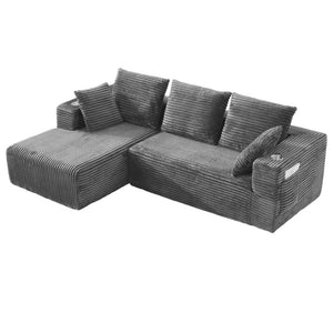 English Elm 95''Modular Corduroy L-Shaped Sectional Sofa with Chaise and Pocket Spring Cushions Gray 95.27 inches W5385P541210