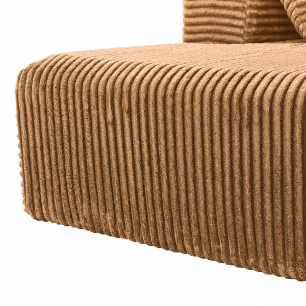 English Elm 95''Modular Corduroy L-Shaped Sectional Sofa with Chaise and Pocket Spring Cushions Brown 93.7 inches W5385P541213