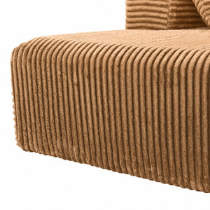 English Elm 95''Modular Corduroy L-Shaped Sectional Sofa with Chaise and Pocket Spring Cushions Brown 95.27 inches W5385P541214