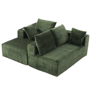 English Elm 95''Modular Corduroy L-Shaped Sectional Sofa with Chaise and Pocket Spring Cushions Green - A 95.27 inches W5385P541215