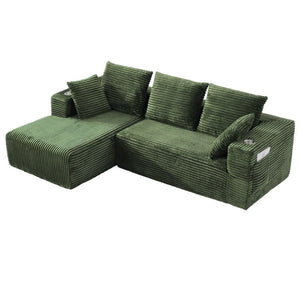 English Elm 95''Modular Corduroy L-Shaped Sectional Sofa with Chaise and Pocket Spring Cushions Green - A 95.27 inches W5385P541215