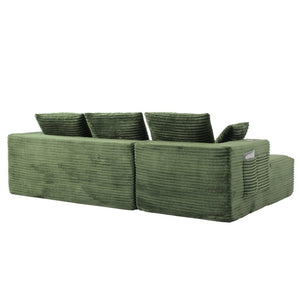 English Elm 95''Modular Corduroy L-Shaped Sectional Sofa with Chaise and Pocket Spring Cushions Green - A 95.27 inches W5385P541215