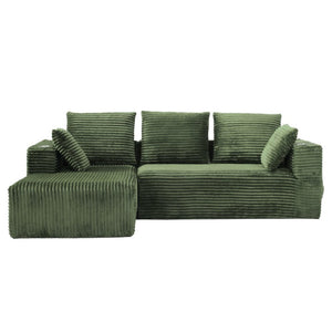 English Elm 95''Modular Corduroy L-Shaped Sectional Sofa with Chaise and Pocket Spring Cushions Green - A 95.27 inches W5385P541215