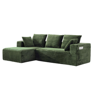 English Elm 95''Modular Corduroy L-Shaped Sectional Sofa with Chaise and Pocket Spring Cushions Green - A 95.27 inches W5385P541215