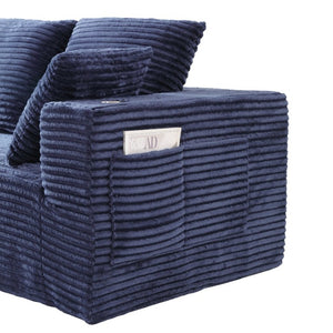 English Elm 95''Modular Corduroy L-Shaped Sectional Sofa with Chaise and Pocket Spring Cushions Blue 95.27 inches W5385P541218