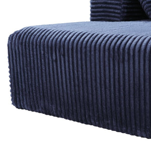 English Elm 95''Modular Corduroy L-Shaped Sectional Sofa with Chaise and Pocket Spring Cushions Blue 95.27 inches W5385P541218