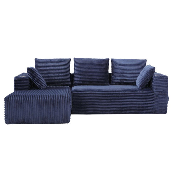 English Elm 95''Modular Corduroy L-Shaped Sectional Sofa with Chaise and Pocket Spring Cushions Blue 95.27 inches W5385P541218
